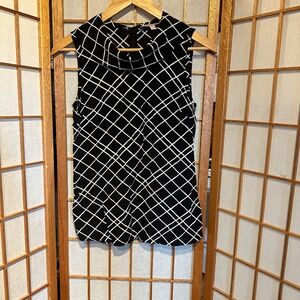 Cowl Neck Check Pattern Sleeveless Blouse